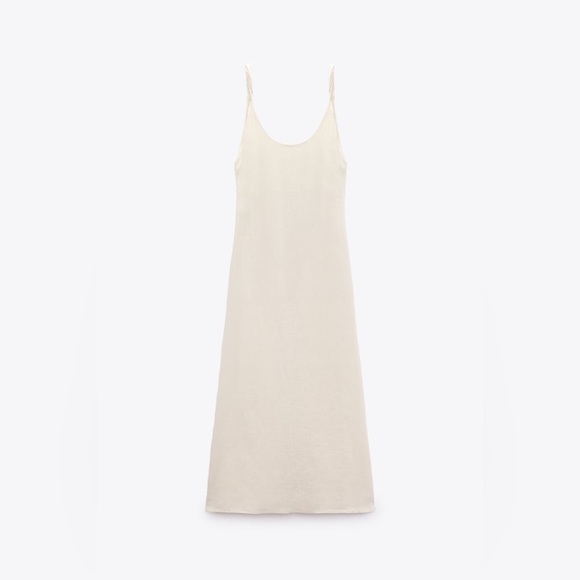 Zara Linen Blend Midi Dress L - Picture 10 of 12